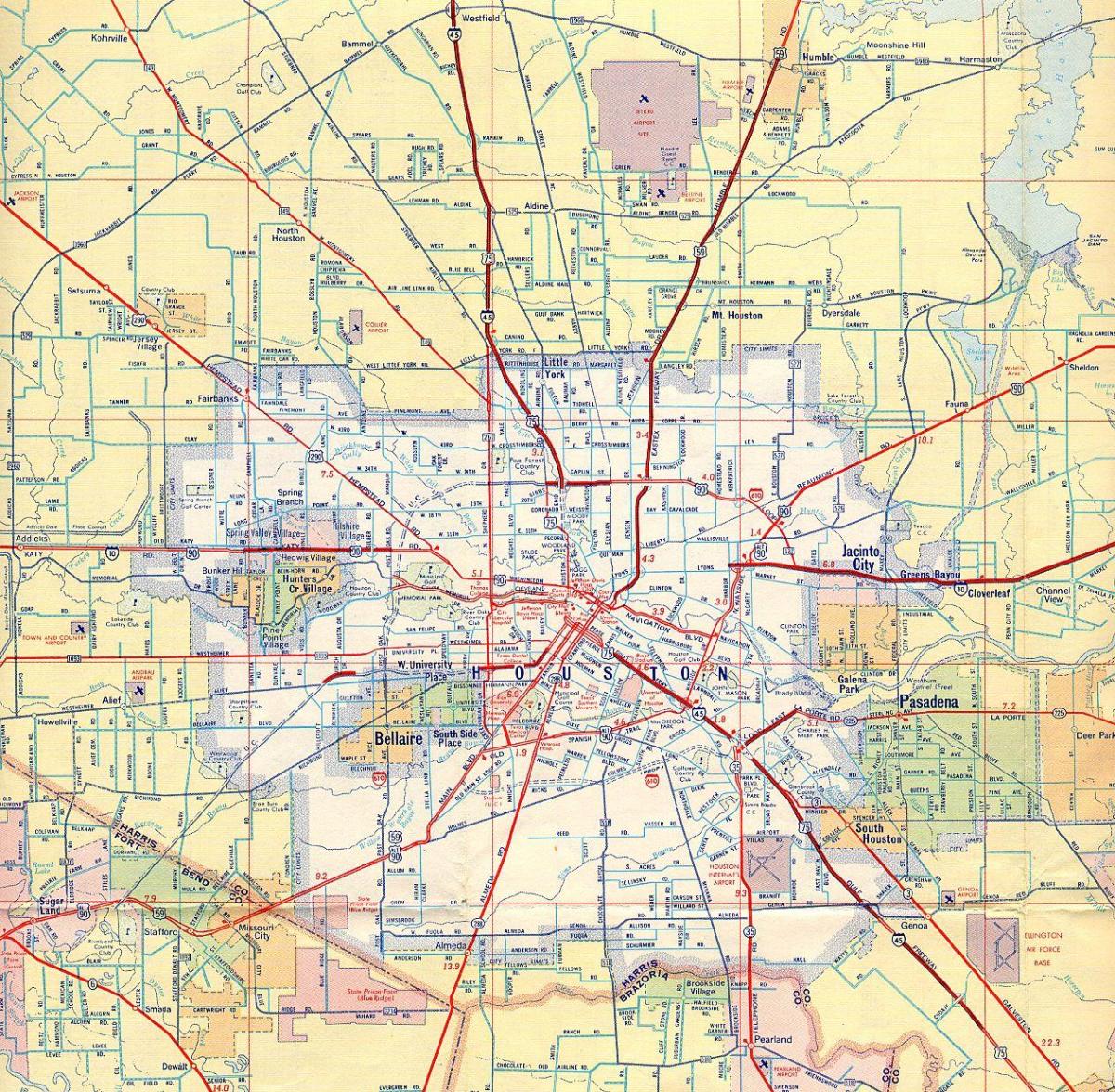 mappa di Houston autostrade