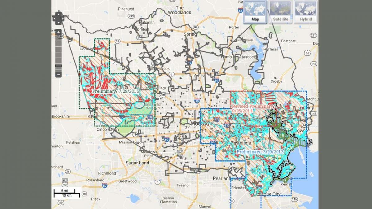 mappa di inondazioni in Houston