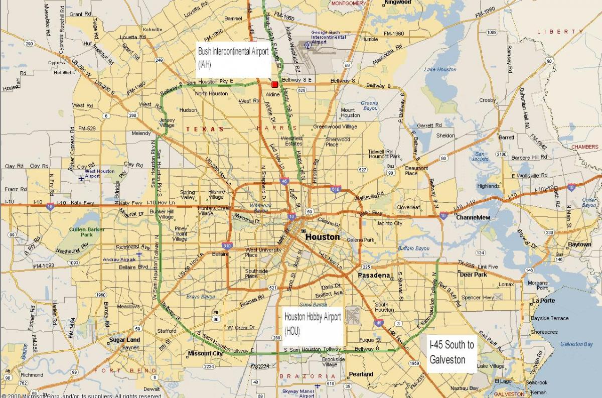 mappa dell'area metropolitana di Houston