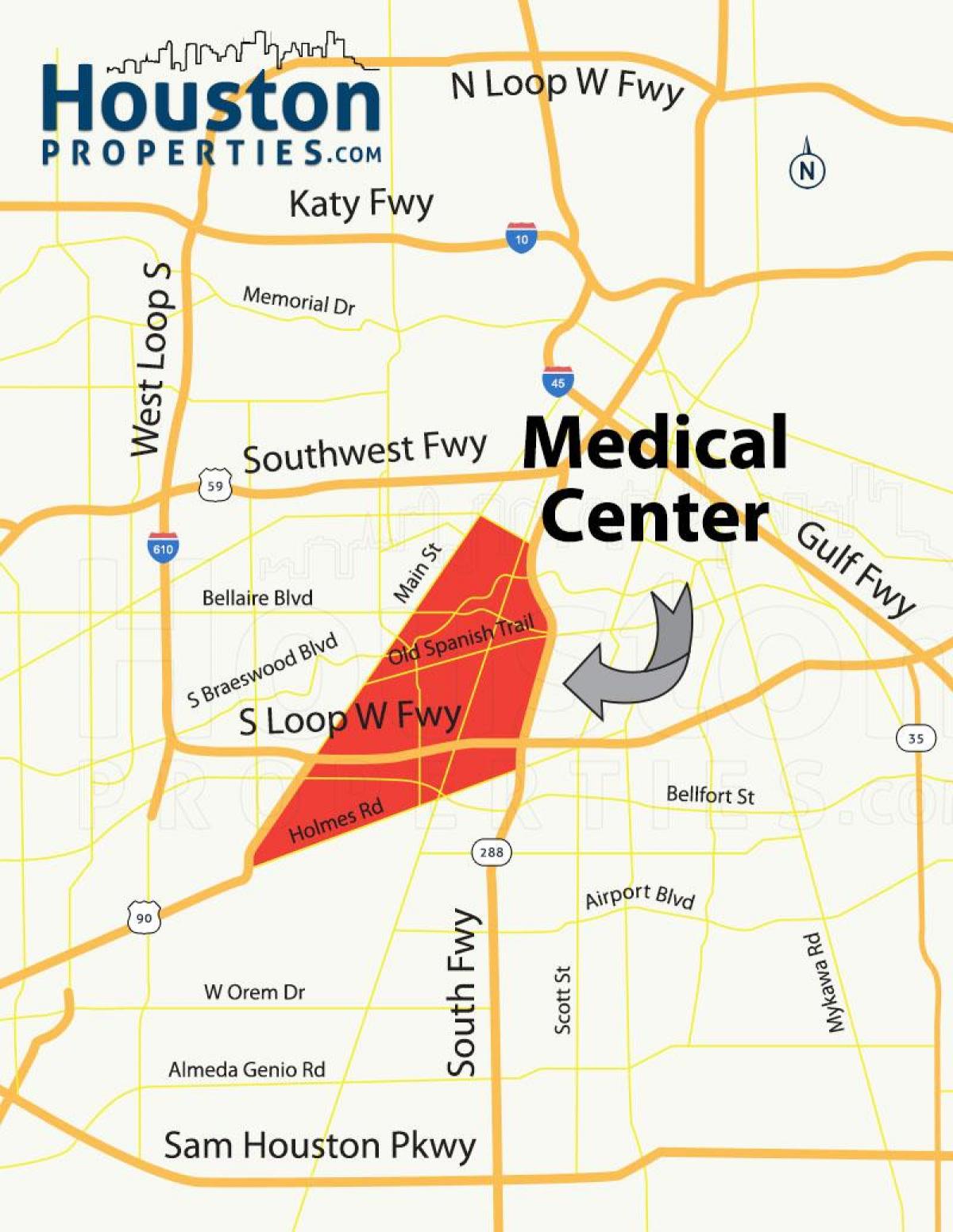 mappa di Houston medical center