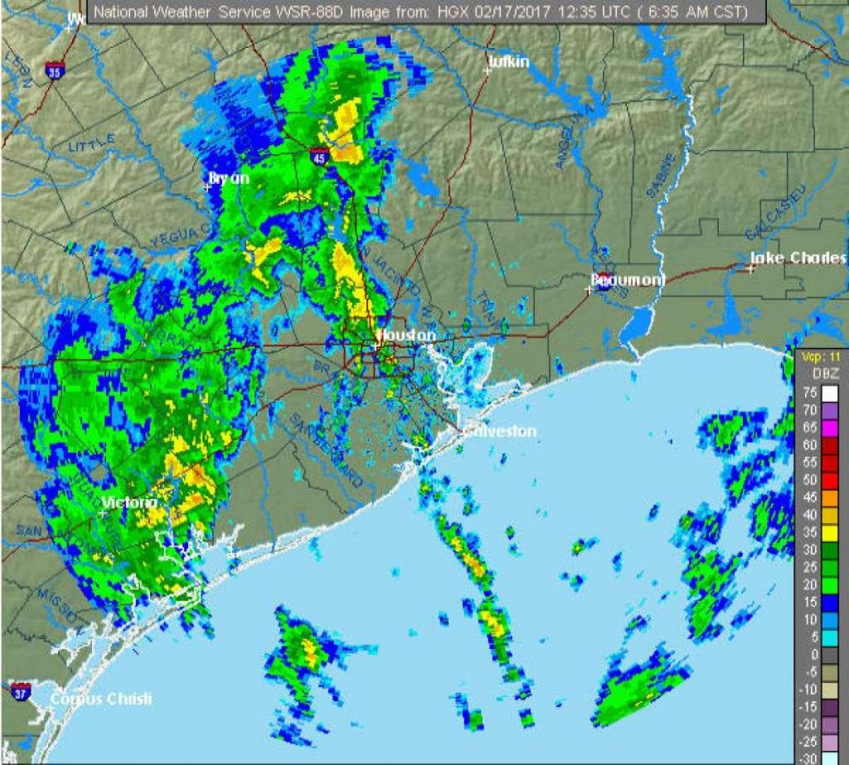 pioggia sulla mappa di Houston