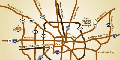 Mappa di Houston autostrade