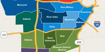 Mappa di Houston quartieri
