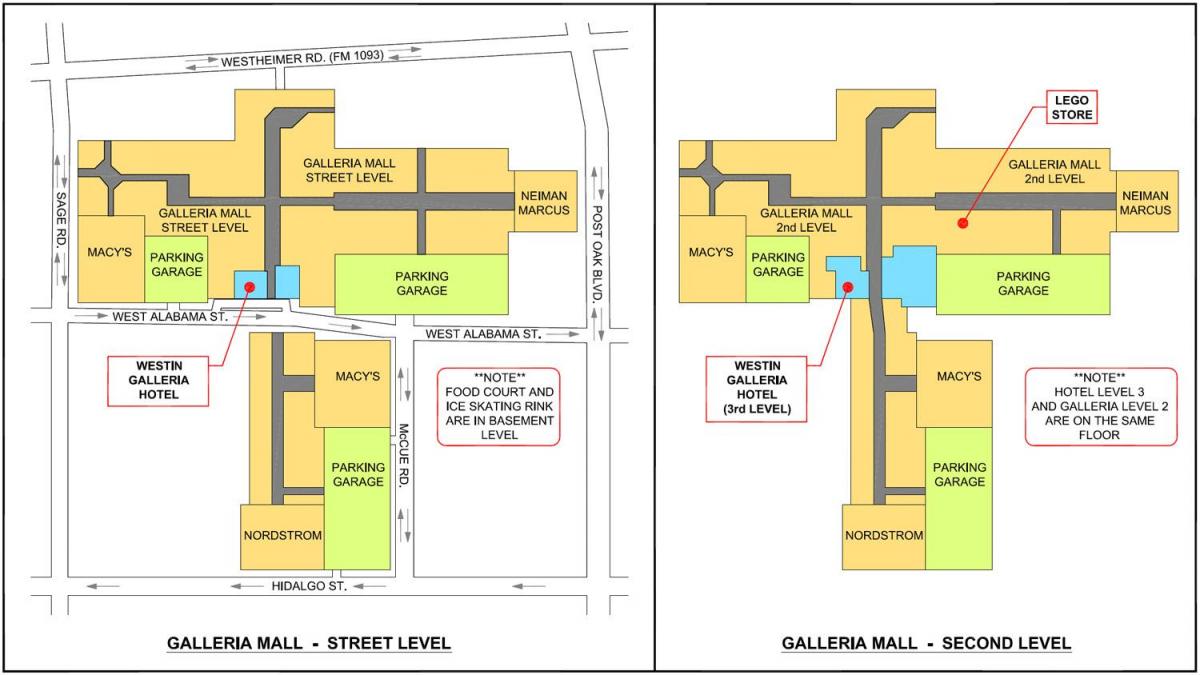 Houston Galleria mall mappa