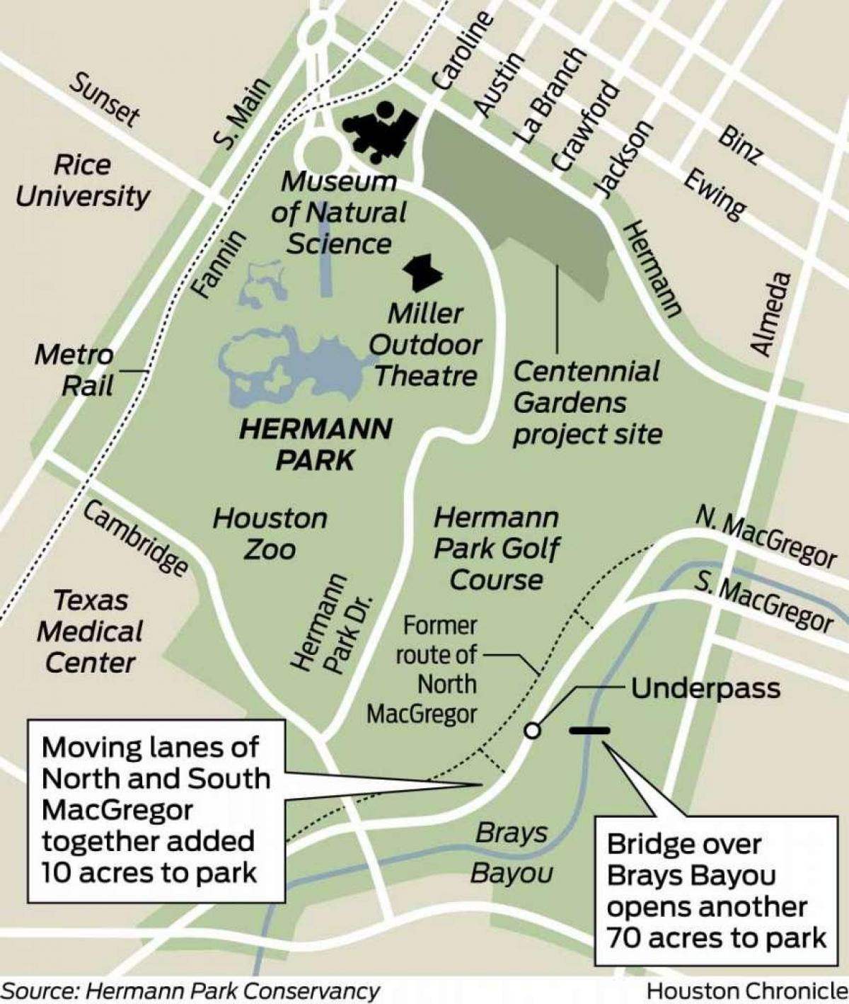 mappa di Hermann park