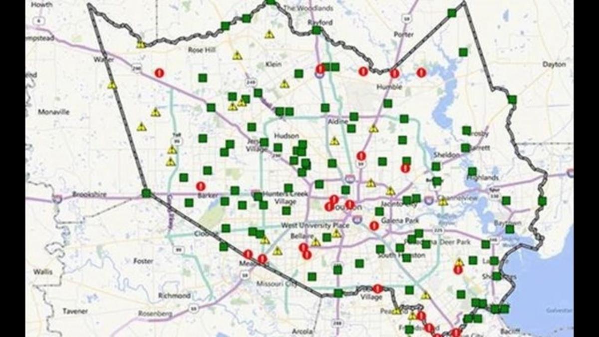 mappa delle aree inondate in Houston