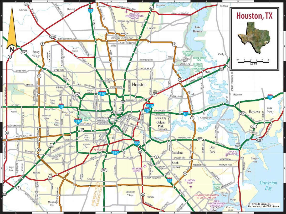mappa di Houston, texas